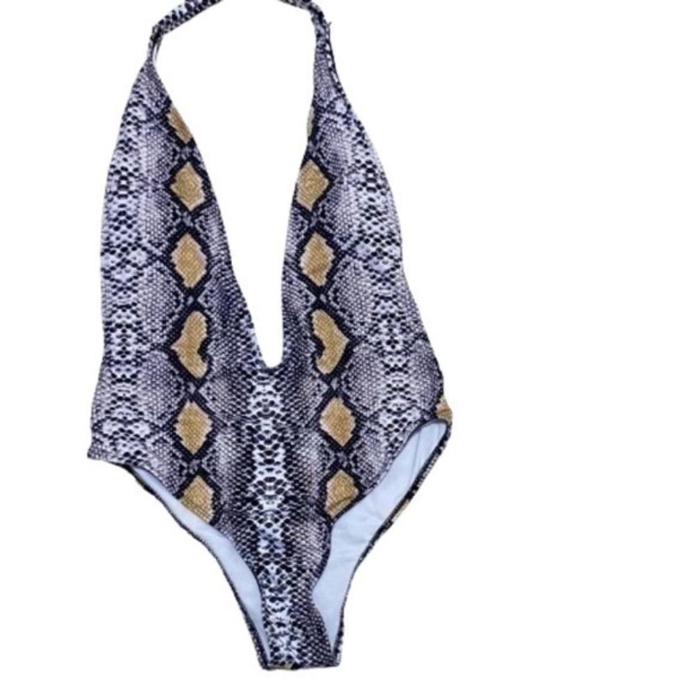 Python print swimsuit Low back low cut chest Size medium